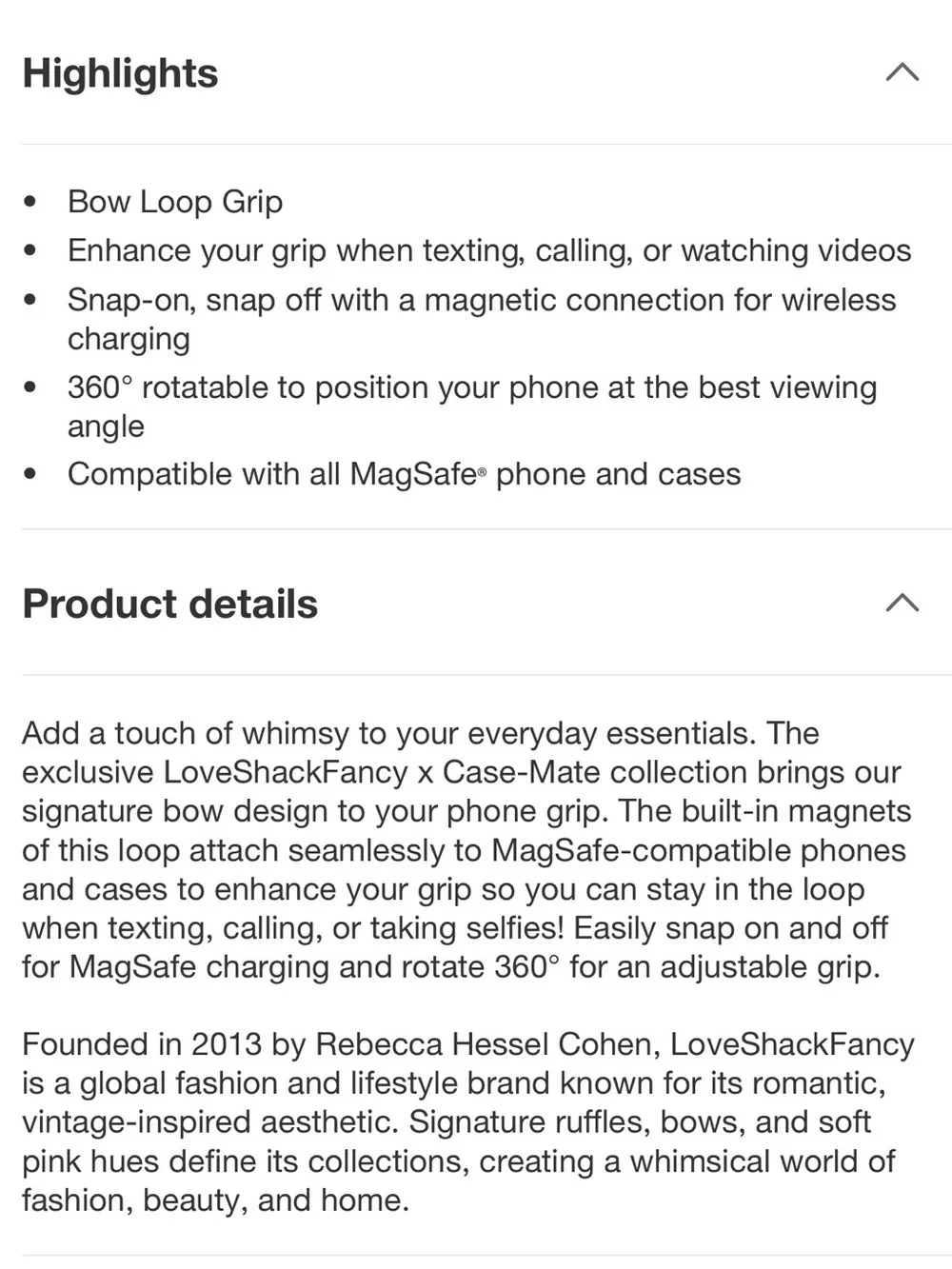 LoveShackFancy x Target - Case-Mate Magnetic Silicone Bow Phone Grip Hibiscus